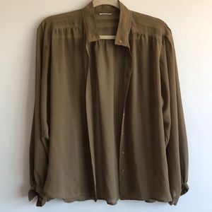 Long Sleeve Button Down Sheer Olive Top